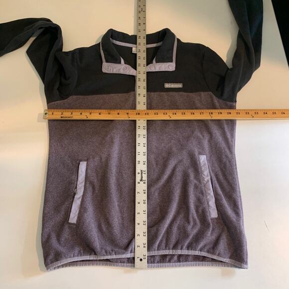 Columbia Sweatshirt Womens L Large Gray Purple Fleece Snap Buttons Pullover - Picture 7 of 13